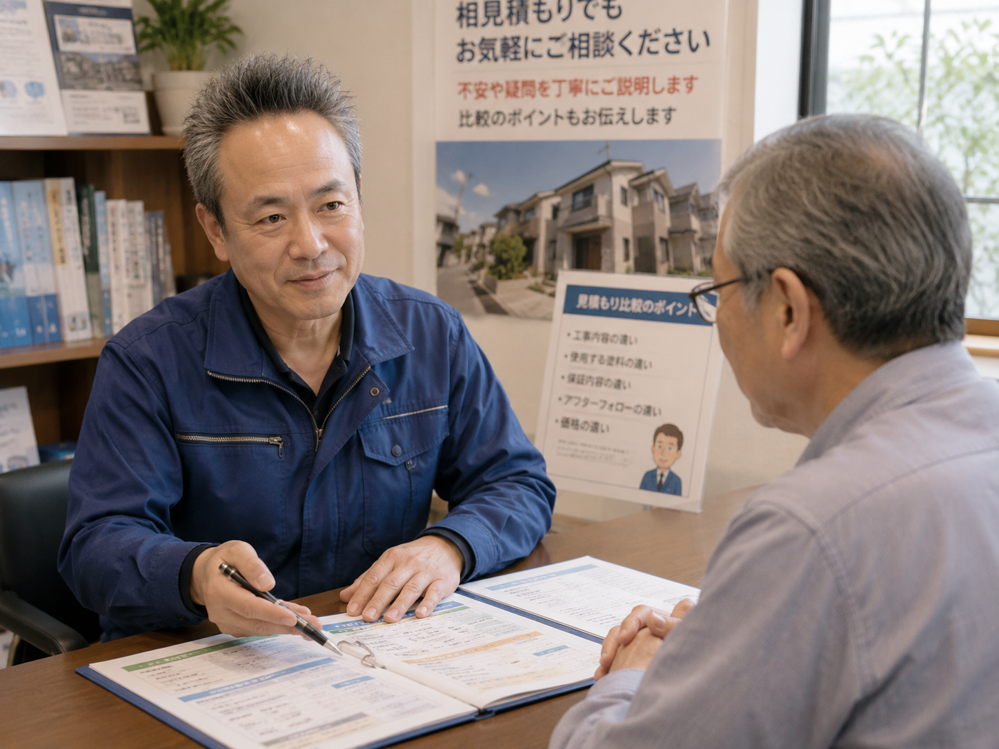 相見積もりでも相談しやすい打ち合わせ風景
